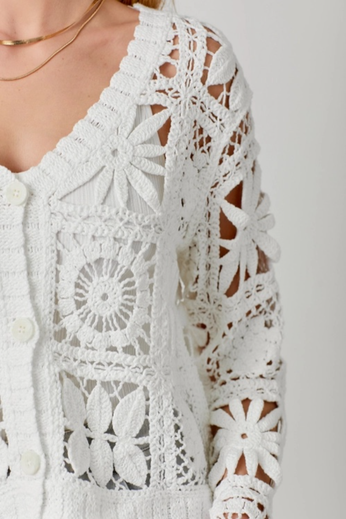 Crochet Button Up Cardigan – Tres Belle Boutique Crochet Button Up Cardigan – Tres Belle Boutique