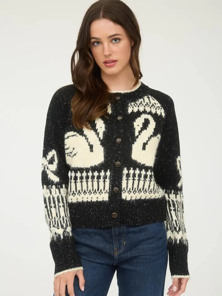 Swan Jacquard Cardigan – Tres Belle Boutique
